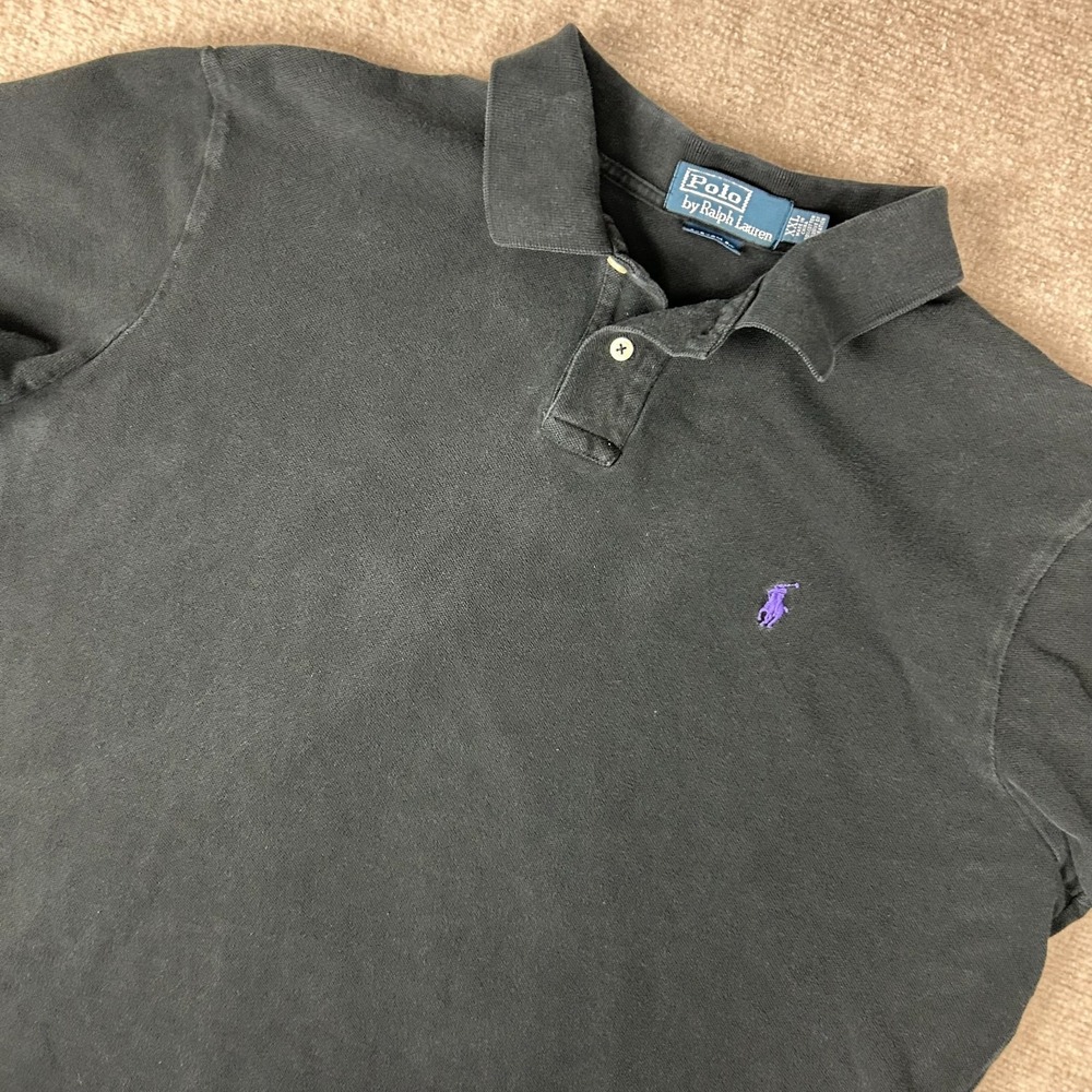 Polo Ralph Lauren Golf Shirt Mens 2XL‎ Black Cotton Custom Fit Tennis Sports